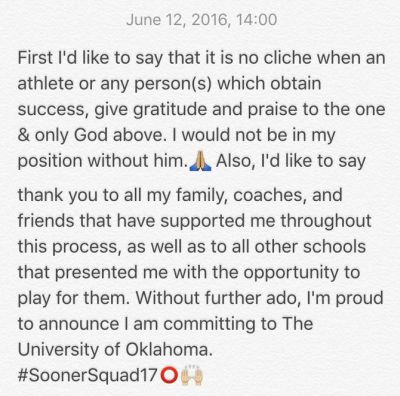 Jeremiah Hall Oklahoma statement