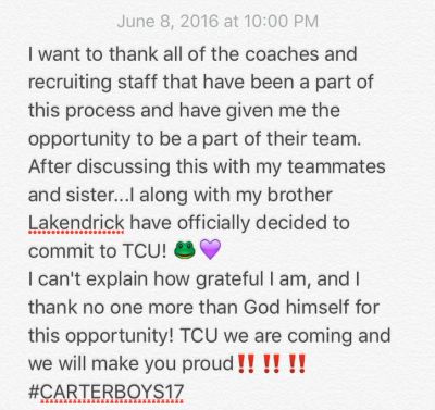 Trestan Ebner TCU announcement