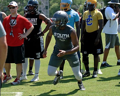 Justin Mascoll works out for Georgia coaches