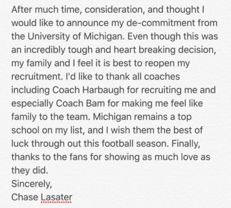 chase-lasater-michigan-decommitment-statement